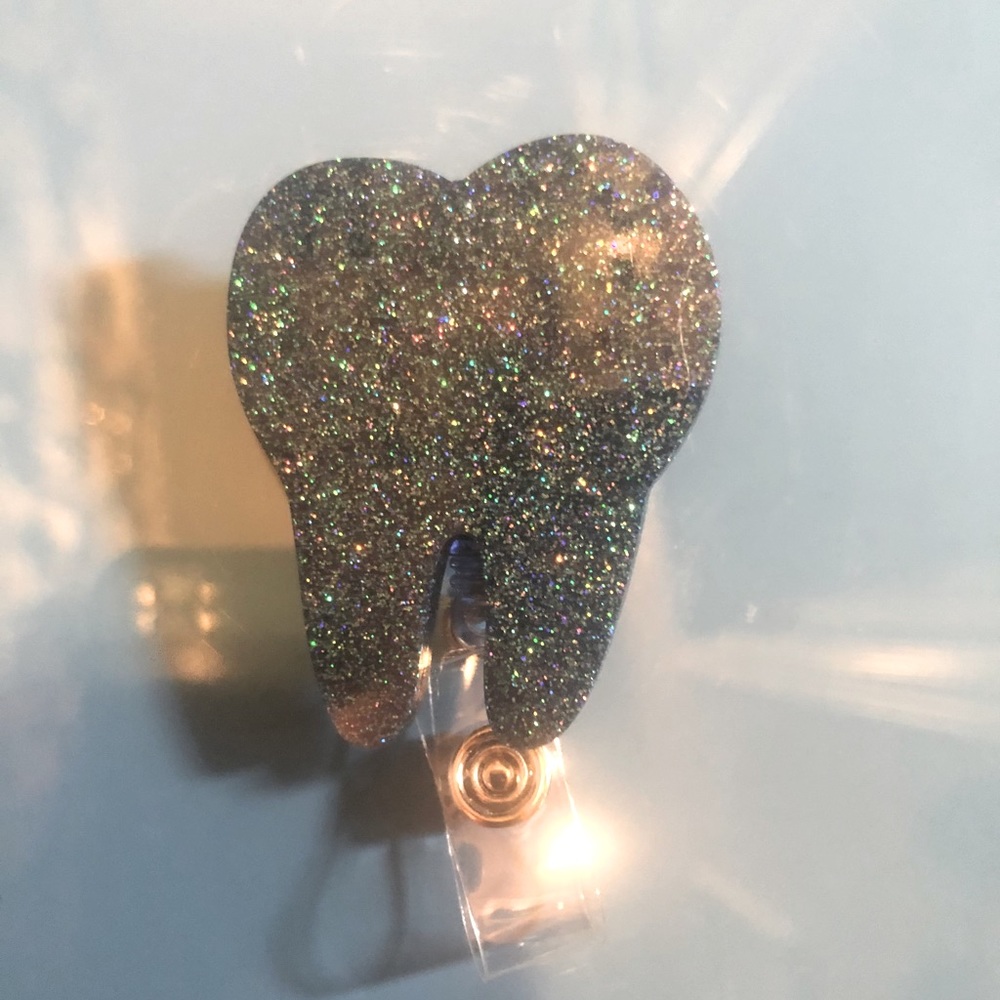Tooth Blue Glitter Badge Reel